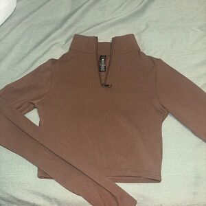 Balance Athletica Brown Long Sleeve Quarter-Zip Top